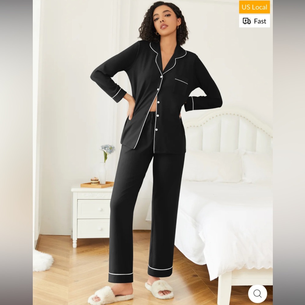 Ekouaer Black Button-Up Pajama Set brand new size M unopened